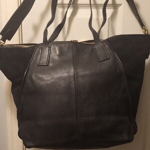 Vince Camuto Black Leather/Suede Tote Bag
